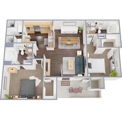 Floor plan 2 Bed, 2 Bath B (60% Income Restricted) CV II