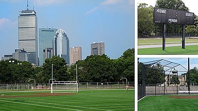 Playing fields across street