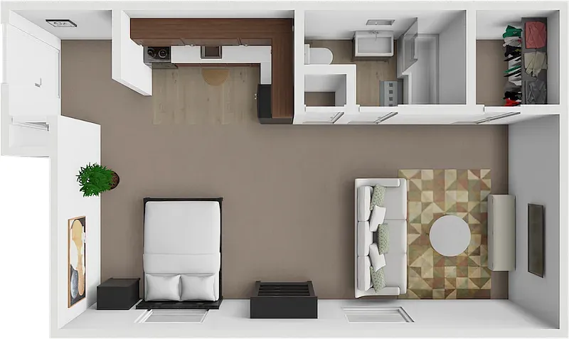 Floor plan Studio 1 Bath