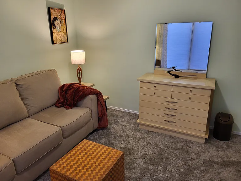 Guest Room with Mid-Century Modern Dresser