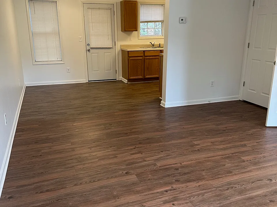 living space and kitchen