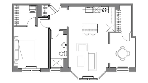 Floor plan Large One Bedroom with Den