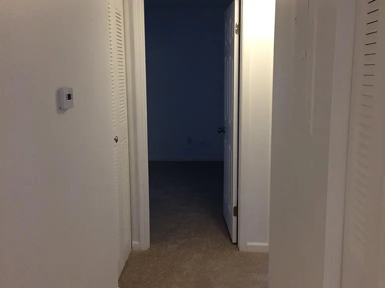 The hallway with carpet
