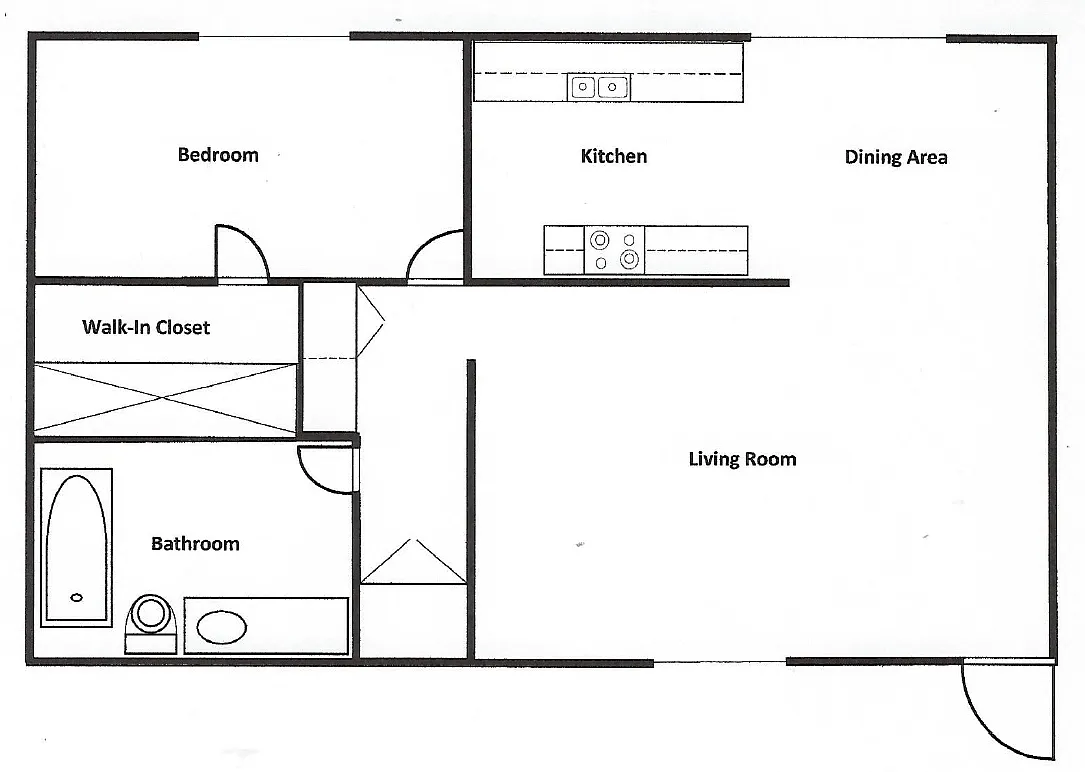 Floor plan 1 Bedroom 1 Bath