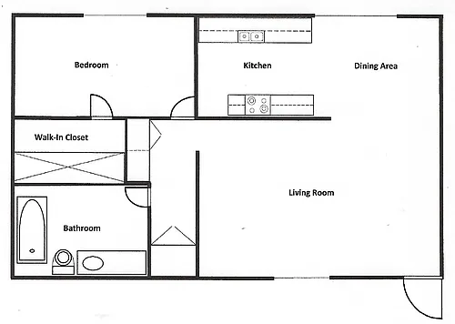 Floor plan 1 Bedroom 1 Bath