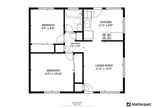 Floor plan 2 Beds and 1 Bath