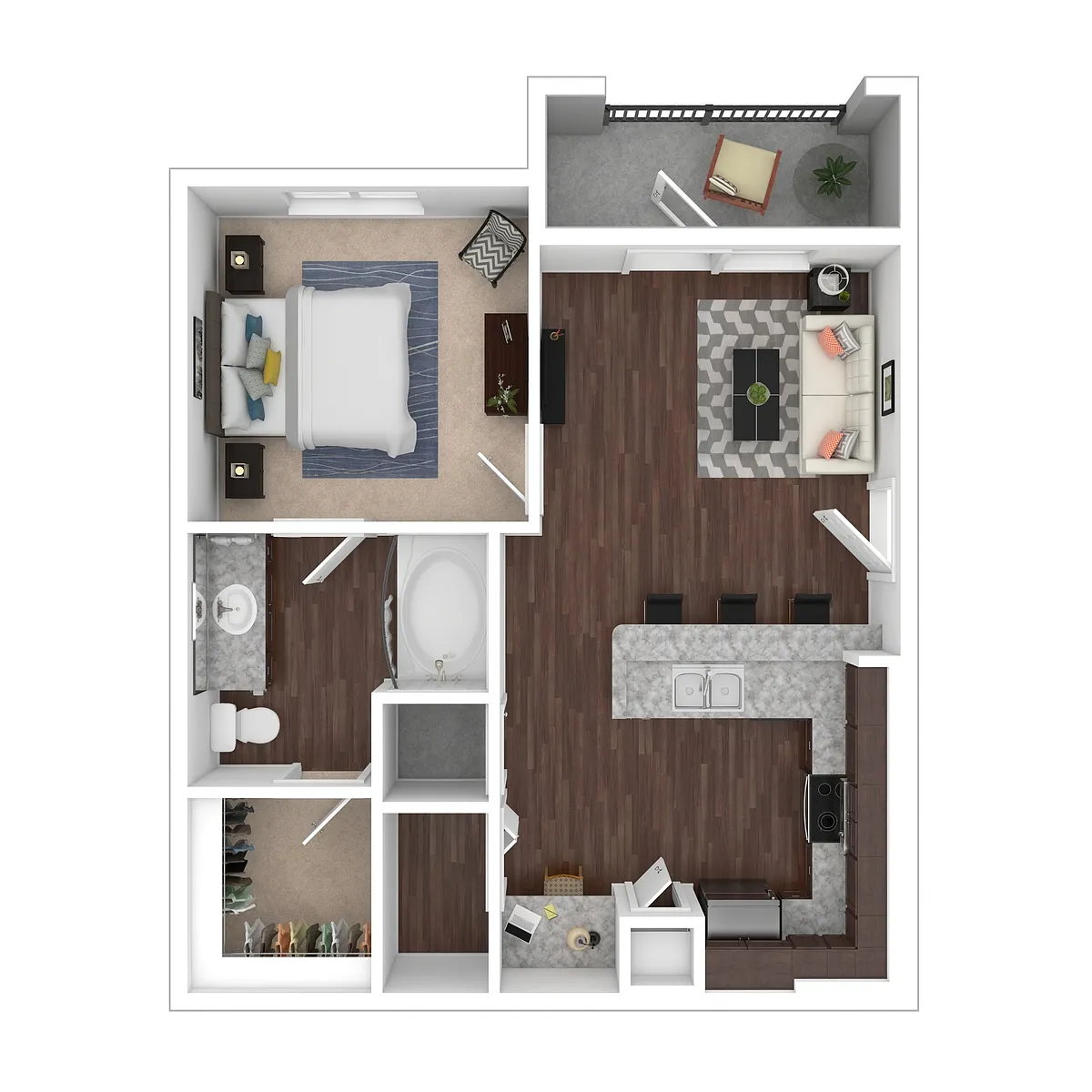 Floor plan One Bed One Bath A1