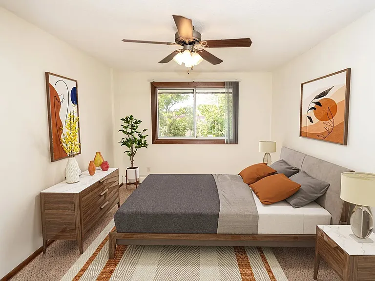 Welcome to Central Lakes of Uptown, where modern design meets comfort. This beautifully appointed bedroom features natural light, stylish furnishings, and a serene atmosphere. Explore your new home today and elevate your lifestyle!