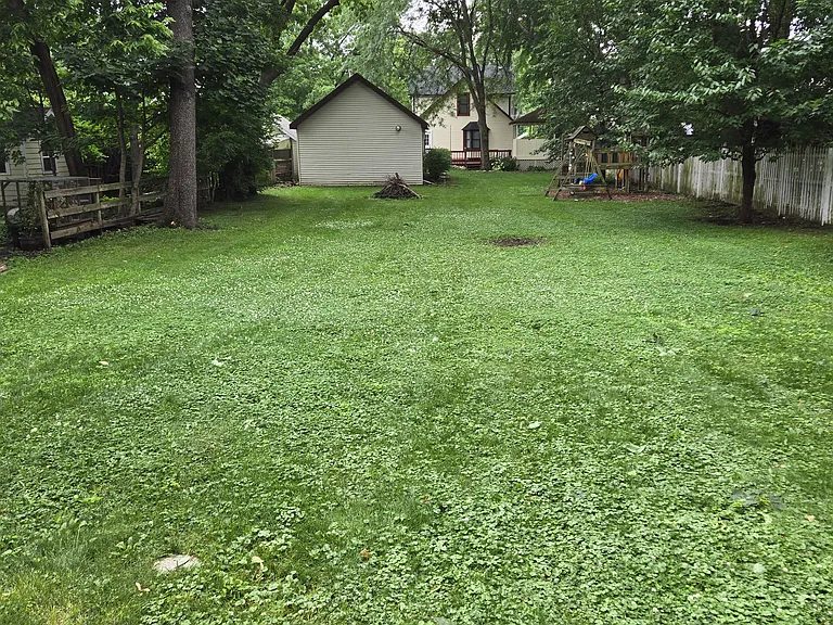 Back Of Garage and House from Back of Yard