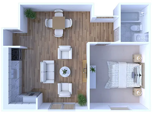 Floor plan 1 Bed 1 Bath | Classic (RG)