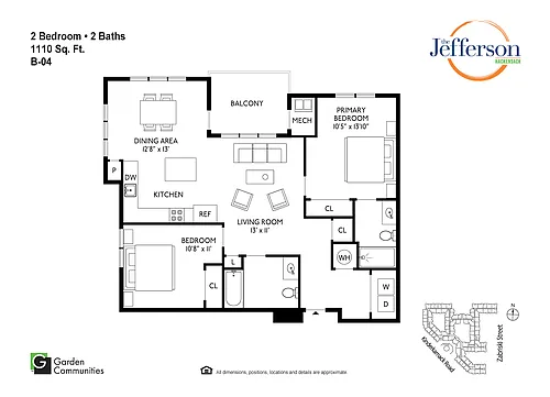Floor plan $3.14/sq.ft. - B-04 Two Bedroom
