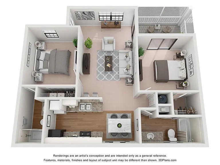 A photo of our 2x2 floor plan, The Maplewood.