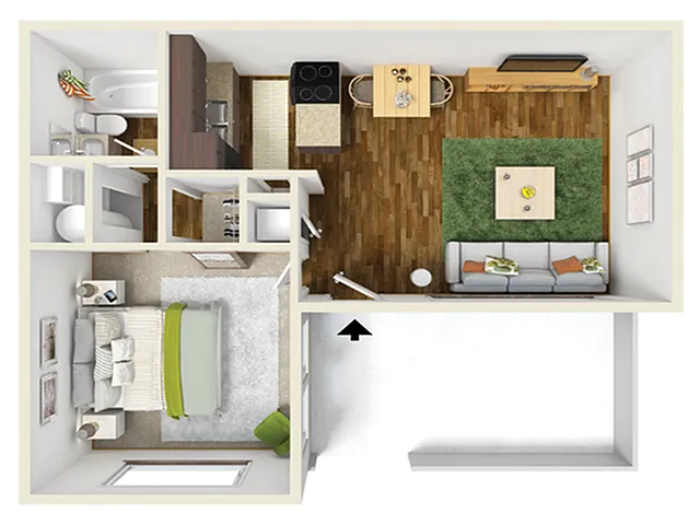 Floor plan 1BD Market