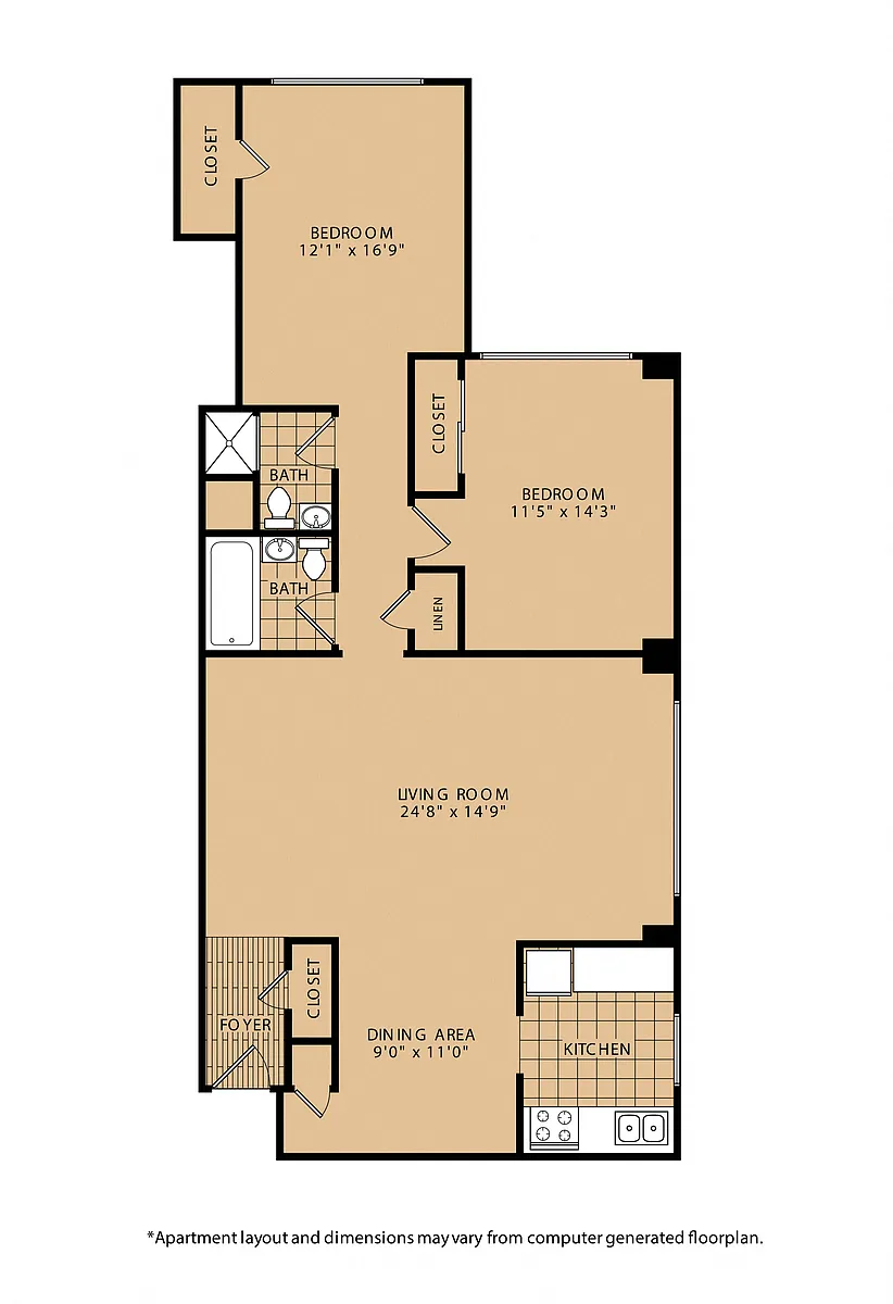 Floor plan 2x2 Renovated