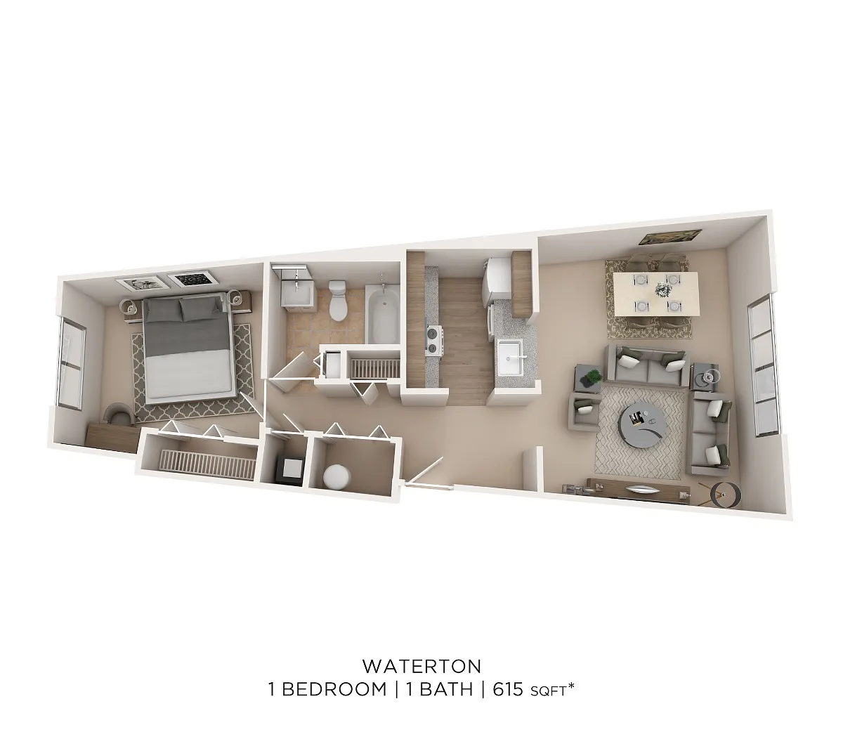 Floor plan One Bedroom-615 sqft