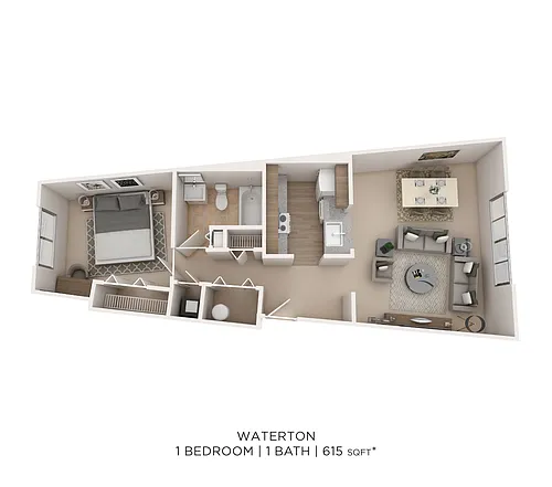 Floor plan One Bedroom-615 sqft