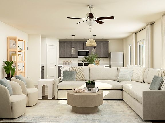 Enjoy a family movie night in the spacious living area.