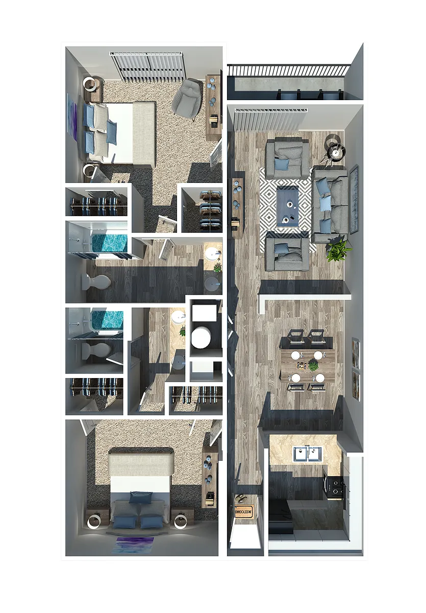 Floor plan 2 Bedroom/2 Bathroom Renovated