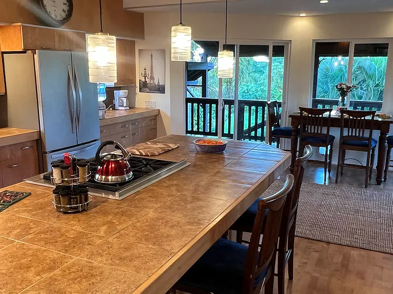Kitchen counter and dining area