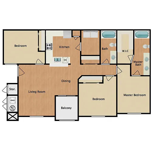 Floor plan 3 Bed 2 Bath