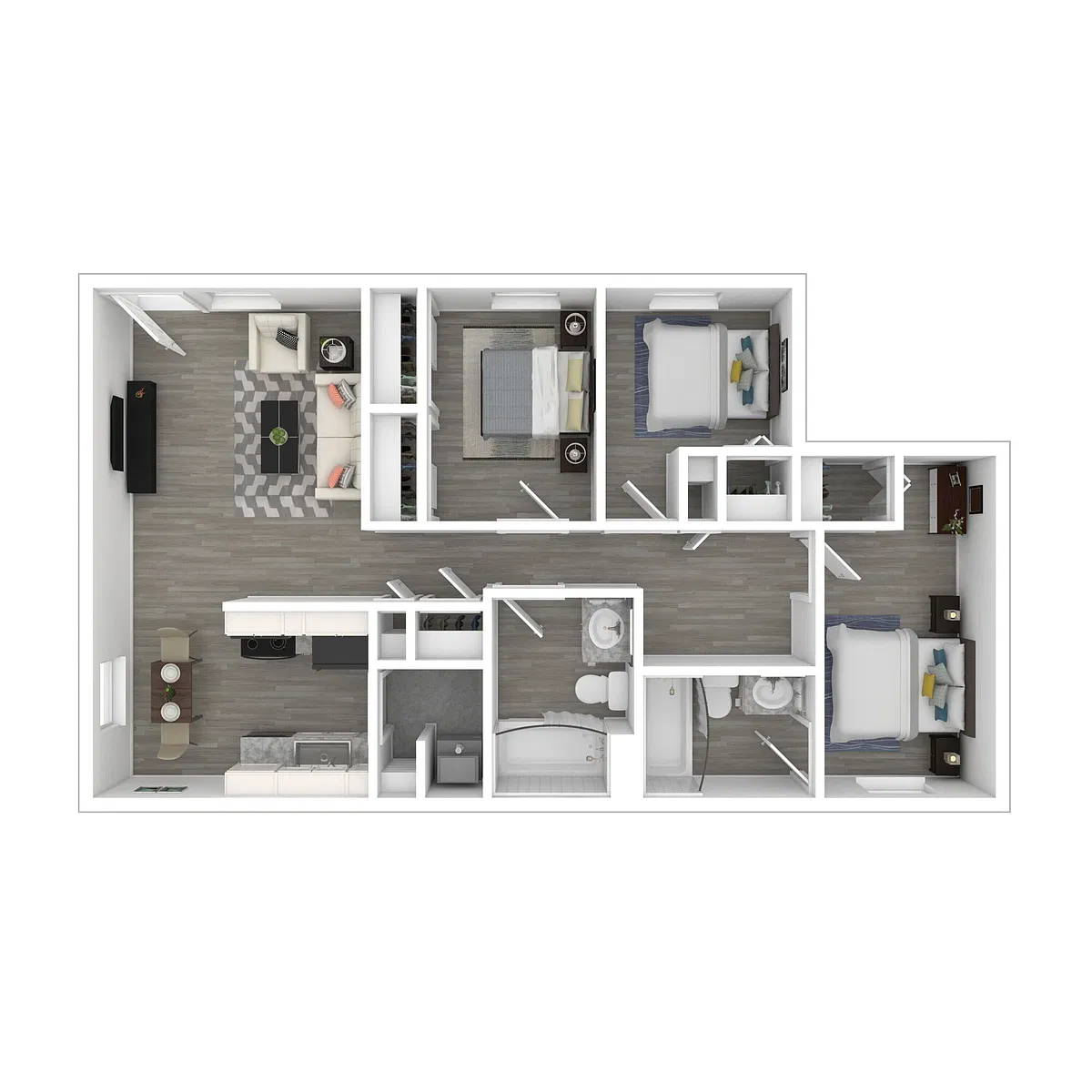 Floor plan Income-Income-Restricted 3 Bedroom, 1.5 Bath