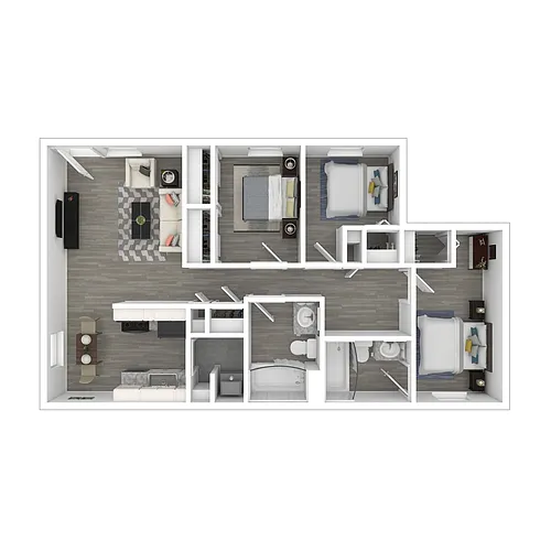 Floor plan Income-Income-Restricted 3 Bedroom, 1.5 Bath