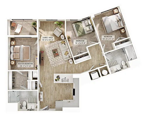 Floor plan 3 Bed/2 Bath-C2