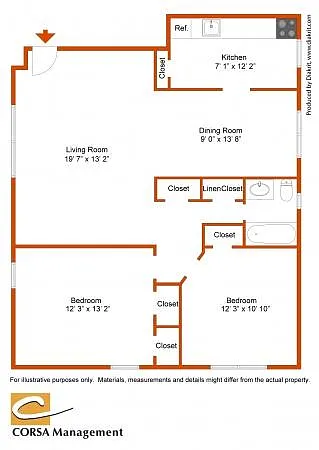 Floor plan 2 Bed 1 Bath