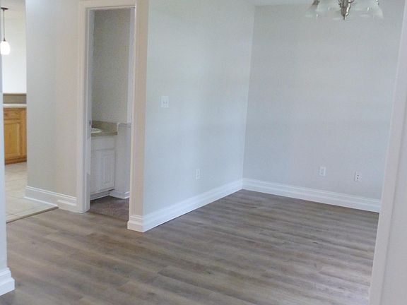 Dining room view into the kitchen.