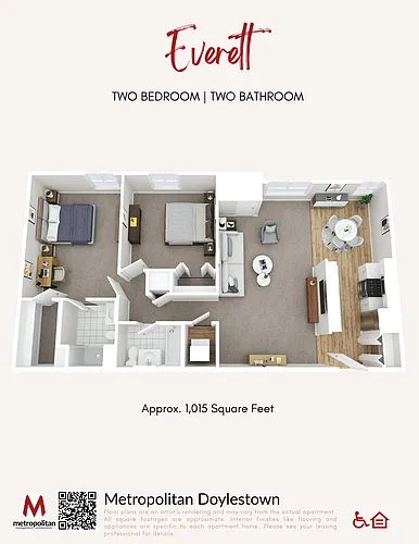 Floor plan Two Bedroom Everett Layout