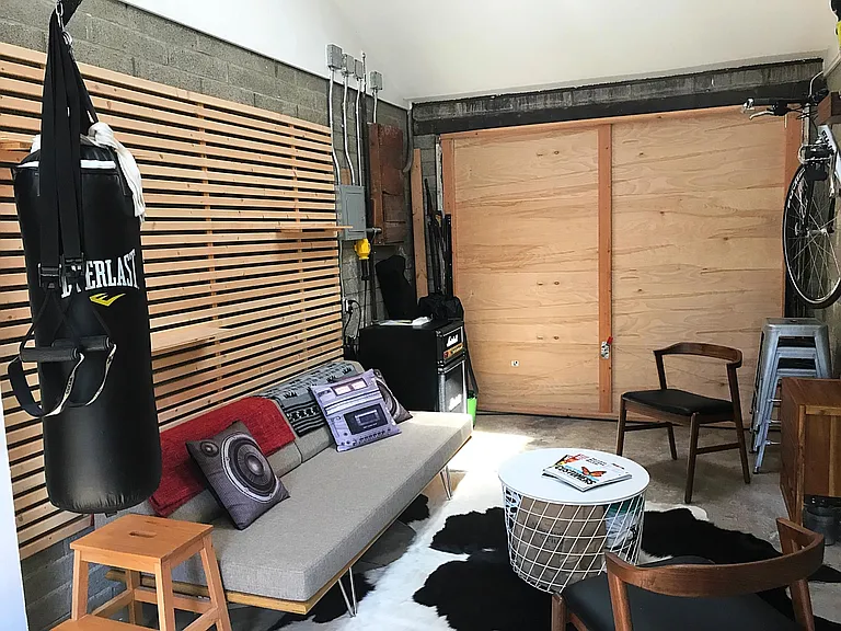 secondary living area in attached finished garage