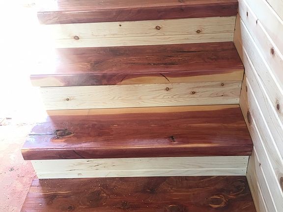 cedar plank stair treads