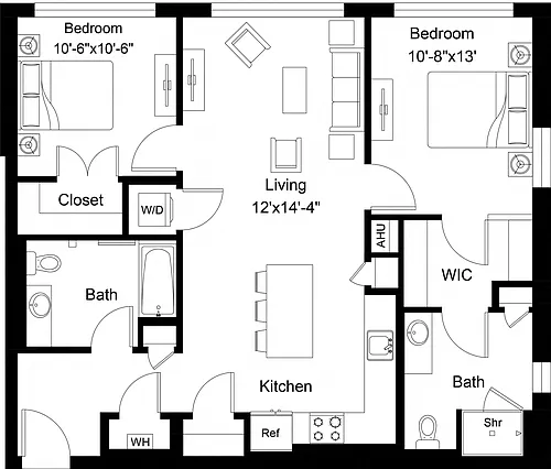 Floor plan 2 Bed/2 Bath-B6