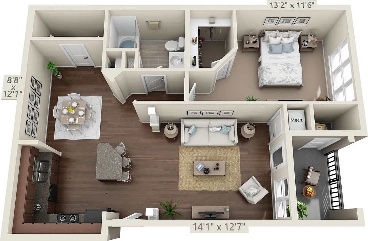 Floor plan 1X1-866