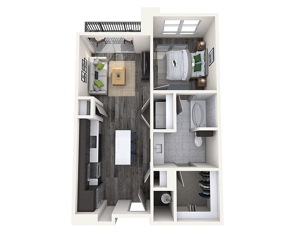 Floor plan One Bedroom A1A
