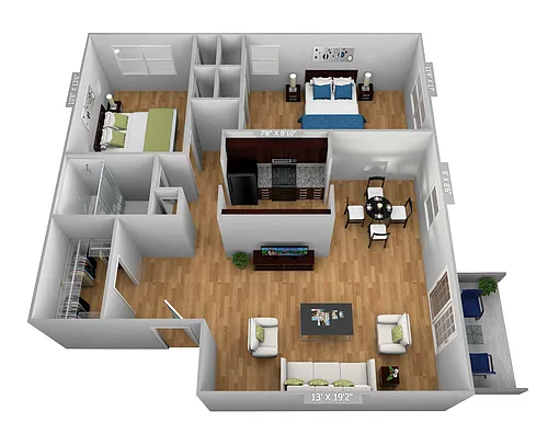 Floor plan 2 Bedroom 1 Bath
