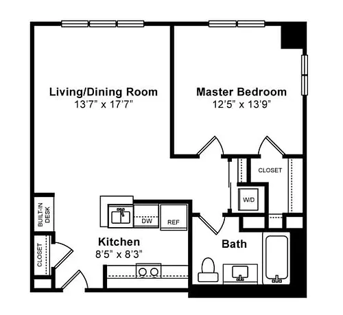 Floor plan 1 Bed/1 Bath-Savoy