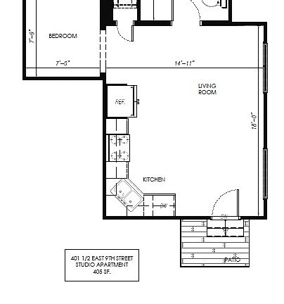 5th image of 401 1/2 E 9th St #1B-1Ba-350Sqft