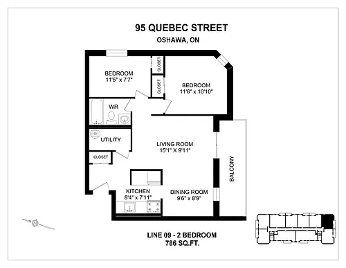 Floor plan 2 Bedroom 2 Bed 1 Bath 2