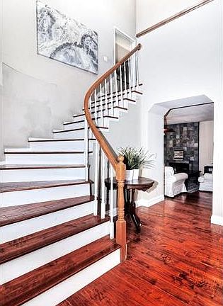 Wood slat staircase