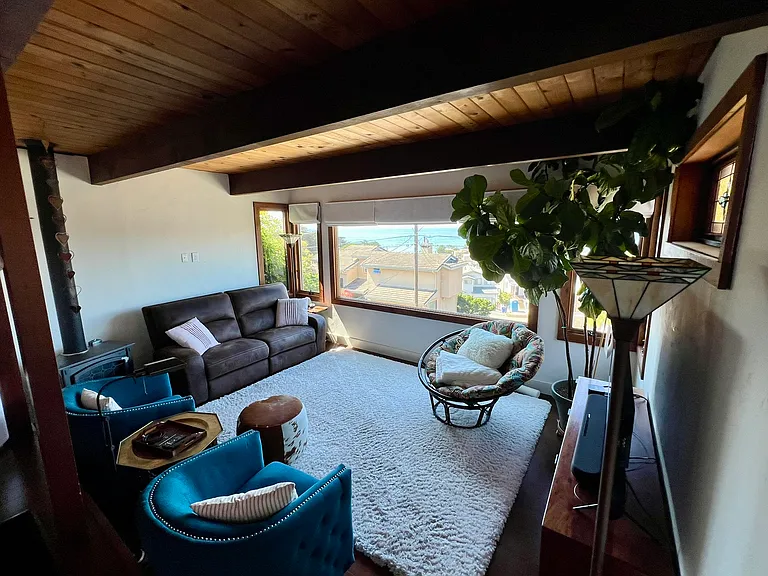The living room as you step down into it