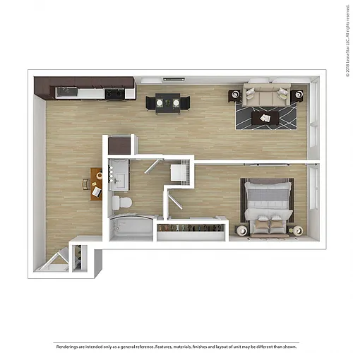 Floor plan 1x1 + Den A
