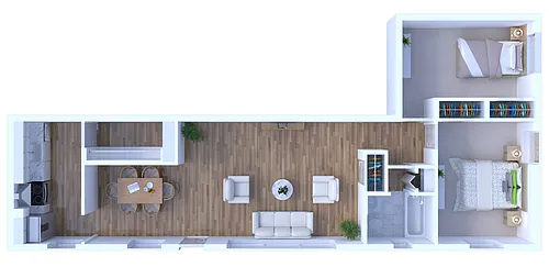 Floor plan 2BR - 1BTH Upgraded DLX