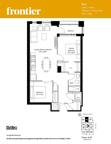Floor plan Two Bedroom + 1 Bath