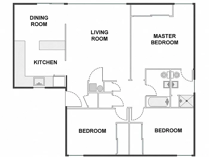 Floor plan 3 Bed / 2 Bath: Type A