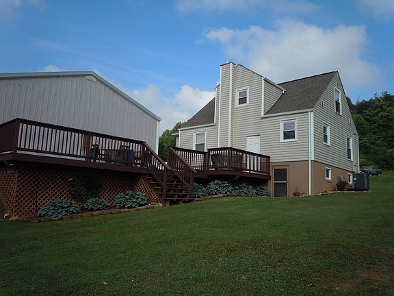 Large deck overlooking creek