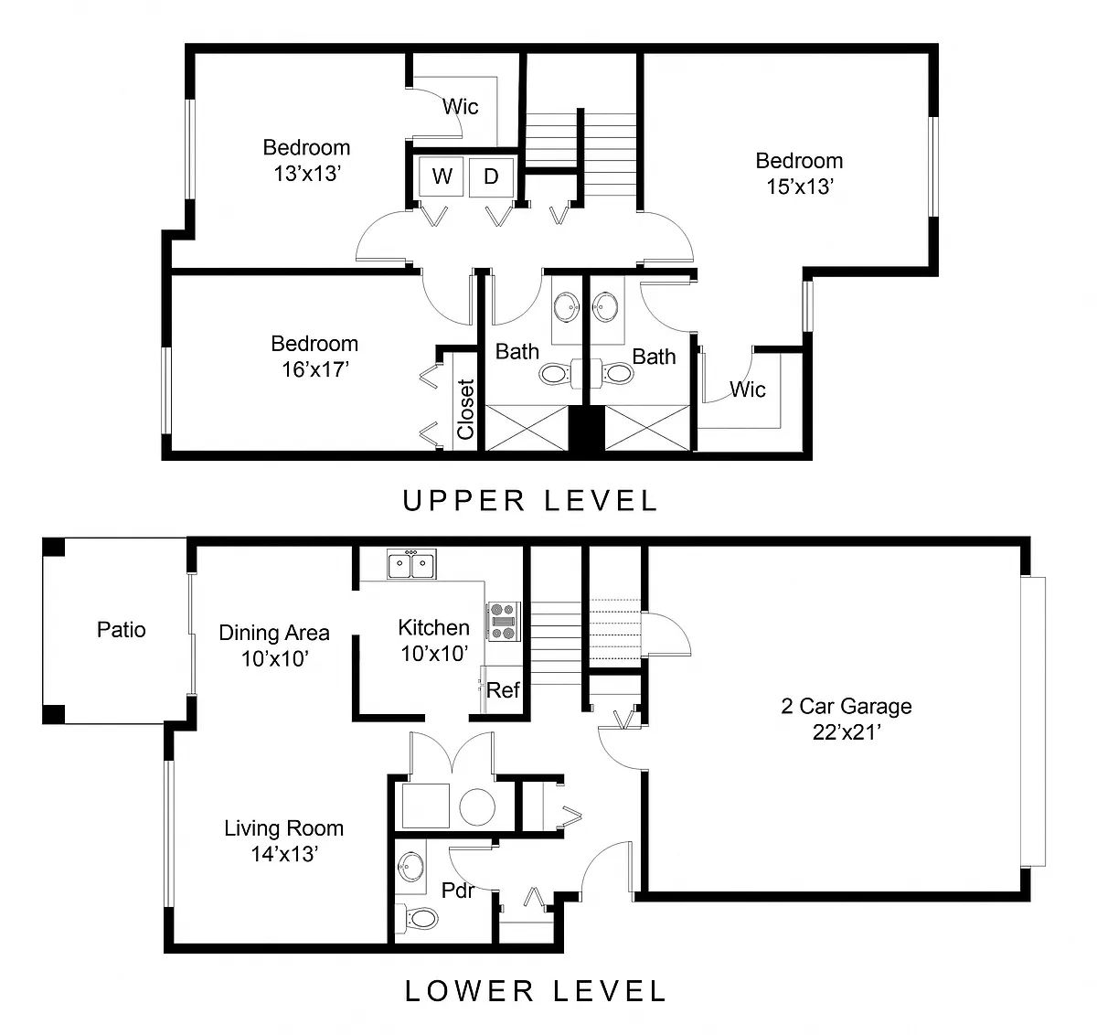 Floor plan 3 Bed - 2.5 Bath A