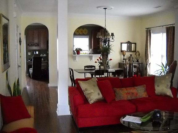 View from front door
						:
						Manufactured hard floors, newly painted. Upgraded pillar and archways.