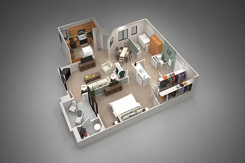 Floor plan One Bedroom/One Bath