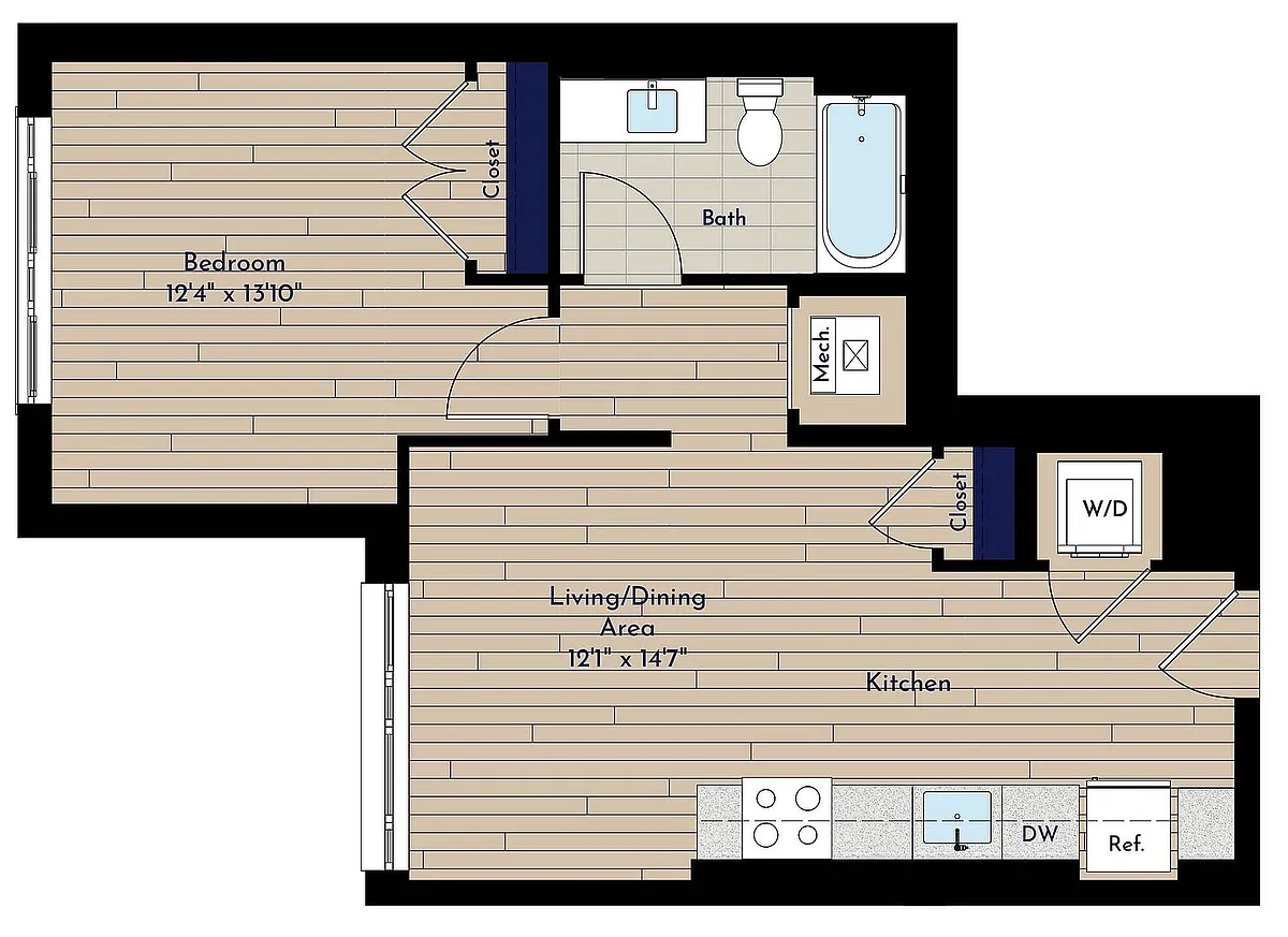 Floor plan B 1BR-B1 50